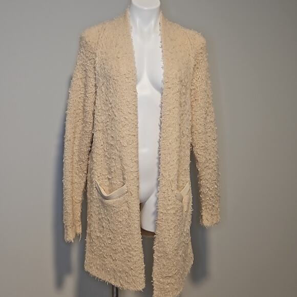 Free People Beige Cream Wool Blend Open Front Cardigan Sweater - Picture 2 of 7